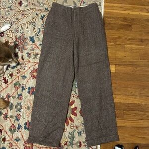 Vintage Wool Brown Wide-Leg Trousers